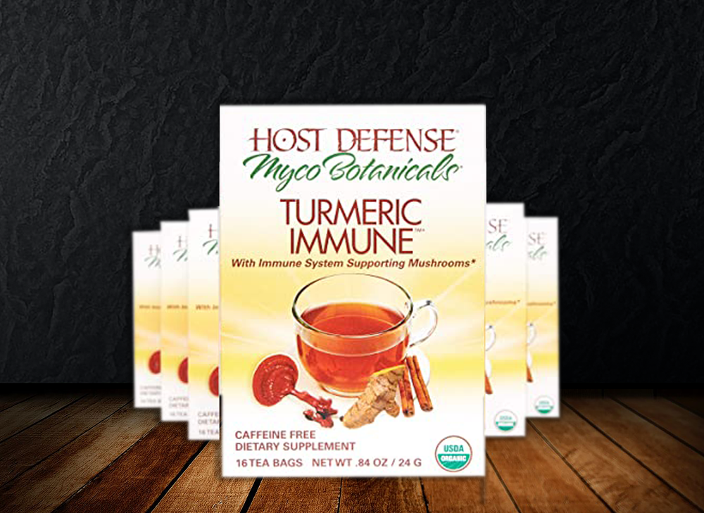Host Defense - MycoBotanicals Turmeric Immune Tea - Superfood Mushroom and Herbal Support for Immunity and Digestion, Reishi, Ginger Root, Black Pepper (16 Tea Bags)