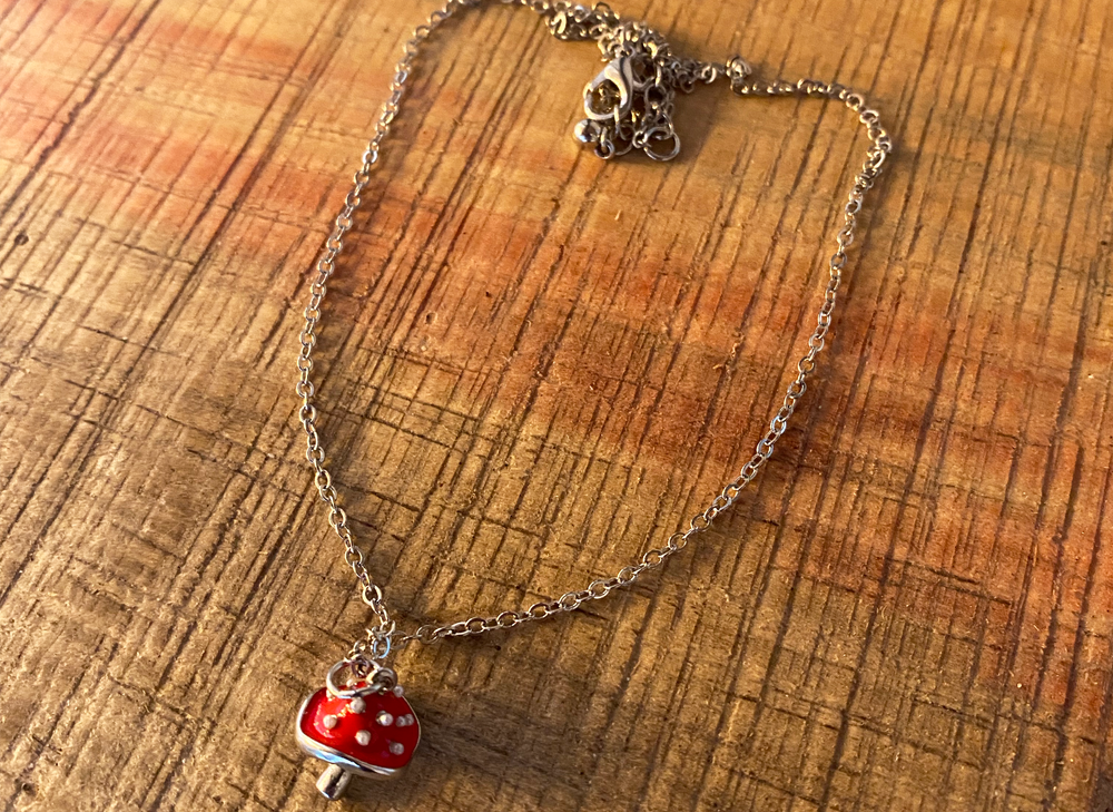 Silver Chain Mushroom Necklace