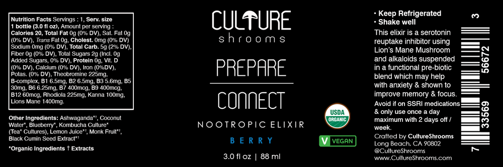 
                  
                    Culture Shrooms Prepare & Connect Nootropic Elixir Shot (3oz)
                  
                