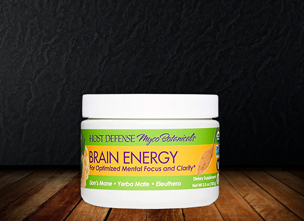 Host Defense - MycoBotanicals Brain Energy Mushroom Powder - Support for Brain Function, Mental Focus and Clarity, Certified Organic Supplement (3.5oz)