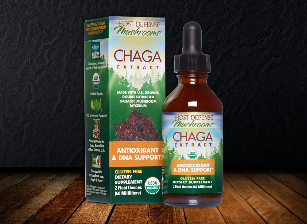 Host Defense - Chaga Extract - Antioxidant and DNA Support, Daily Mushroom Supplement, Vegan, Organic, 1 or 2 oz