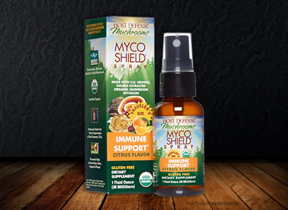 Host Defense - MycoShield Spray - Citrus Flavor - Daily Immune Support Powered by Mushrooms 1 or 0.5 fl oz Liquid