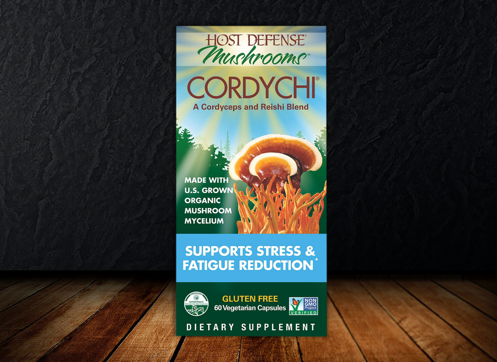Host Defense - CordyChi Capsules - Helps Reduce Stress and Fatigue, Mushroom Supplement with Cordyceps and Reishi, Vegan, Organic, 30/60/120 Capsules