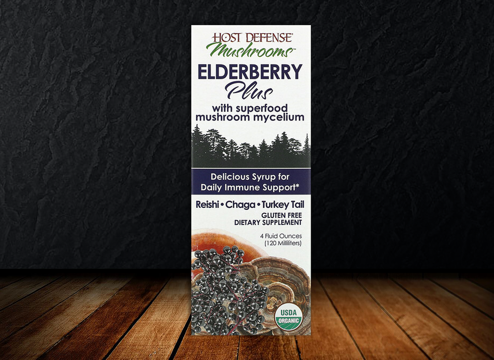 Host Defense - Elderberry Plus Syrup - Superfood Immune Support with Mushroom Mycelium and Elderberries