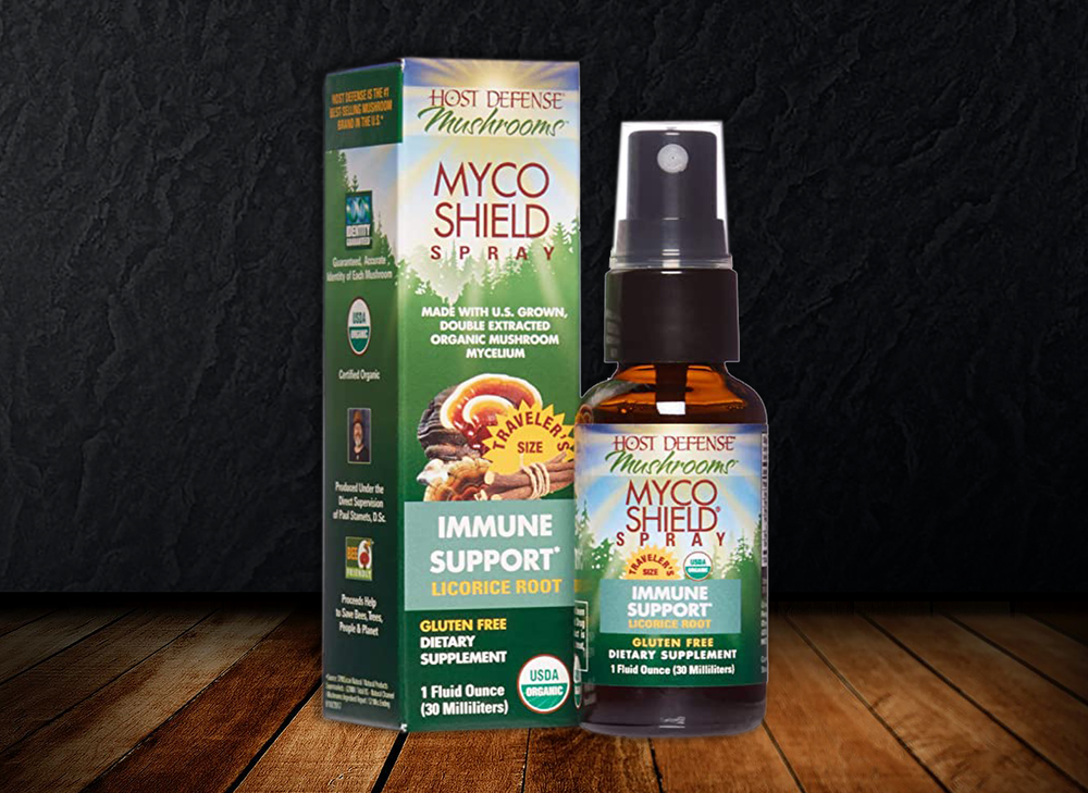 Host Defense - MycoShield Spray - Licorice Root - Daily Immune Support Powered by Mushrooms 1 or 0.5 fl oz Liquid