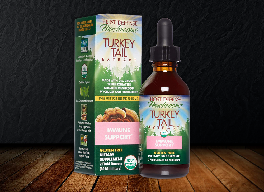 Host Defense - Turkey Tail Extract - Natural Immune System and Digestive Support, Daily Mushroom Mycelium Supplement, Organic, 1 or 2 fl oz