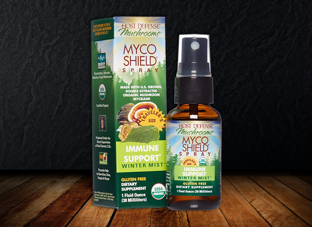 Host Defense - MycoShield Spray - Winter Mist - Daily Immune Support Powered by Mushrooms 1 or 0.5 fl oz Liquid