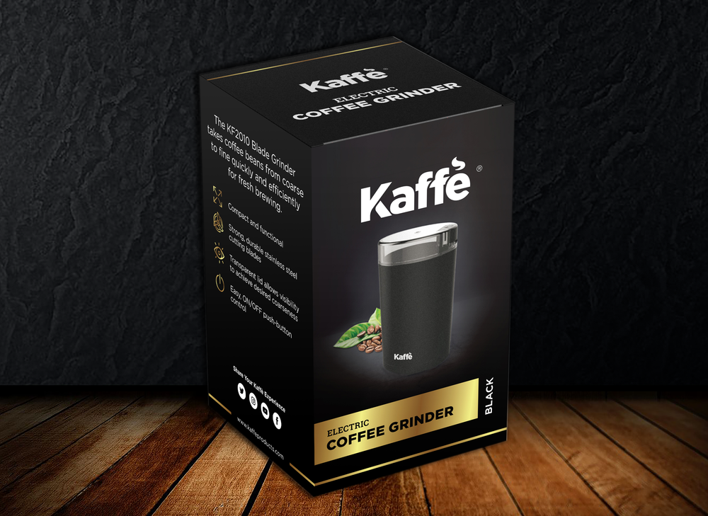 Kaffe Electric Coffee Grinder - Black - 3oz Capacity with Easy On/Off Button.