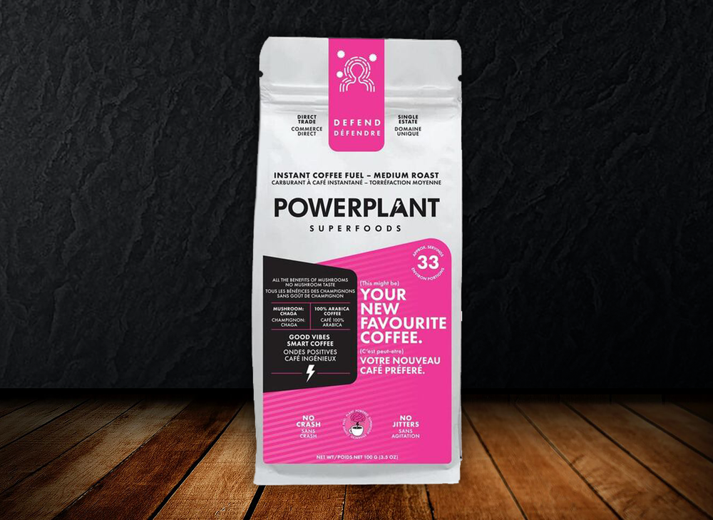 PowerPlant - Organic Chaga Mushroom Coffee Defend Blend - 100g Instant Fuel