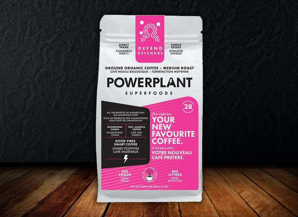 PowerPlant - Organic Chaga Mushroom Organic Coffee Defend Blend - 340g Ground