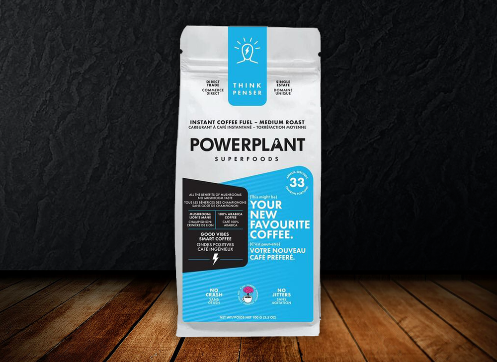 PowerPlant - Organic Lion's Mane Mushroom Coffee - Think Blend - 100g Instant Fuel