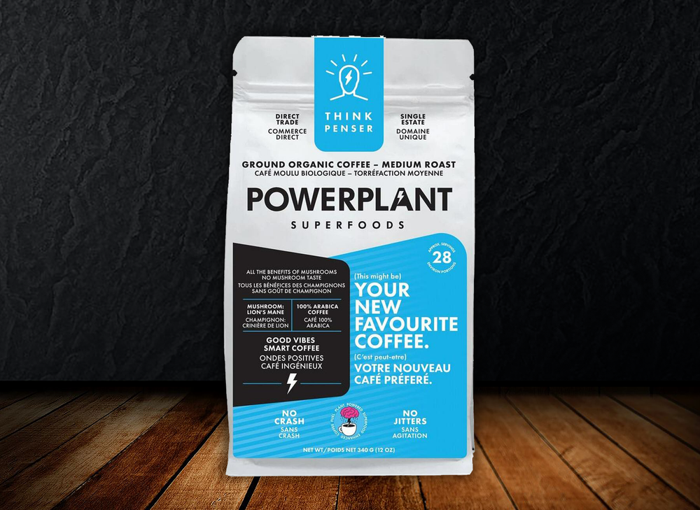 PowerPlant - Organic Lion's Mane Mushroom Organic Coffee - Think Blend - 340g Ground